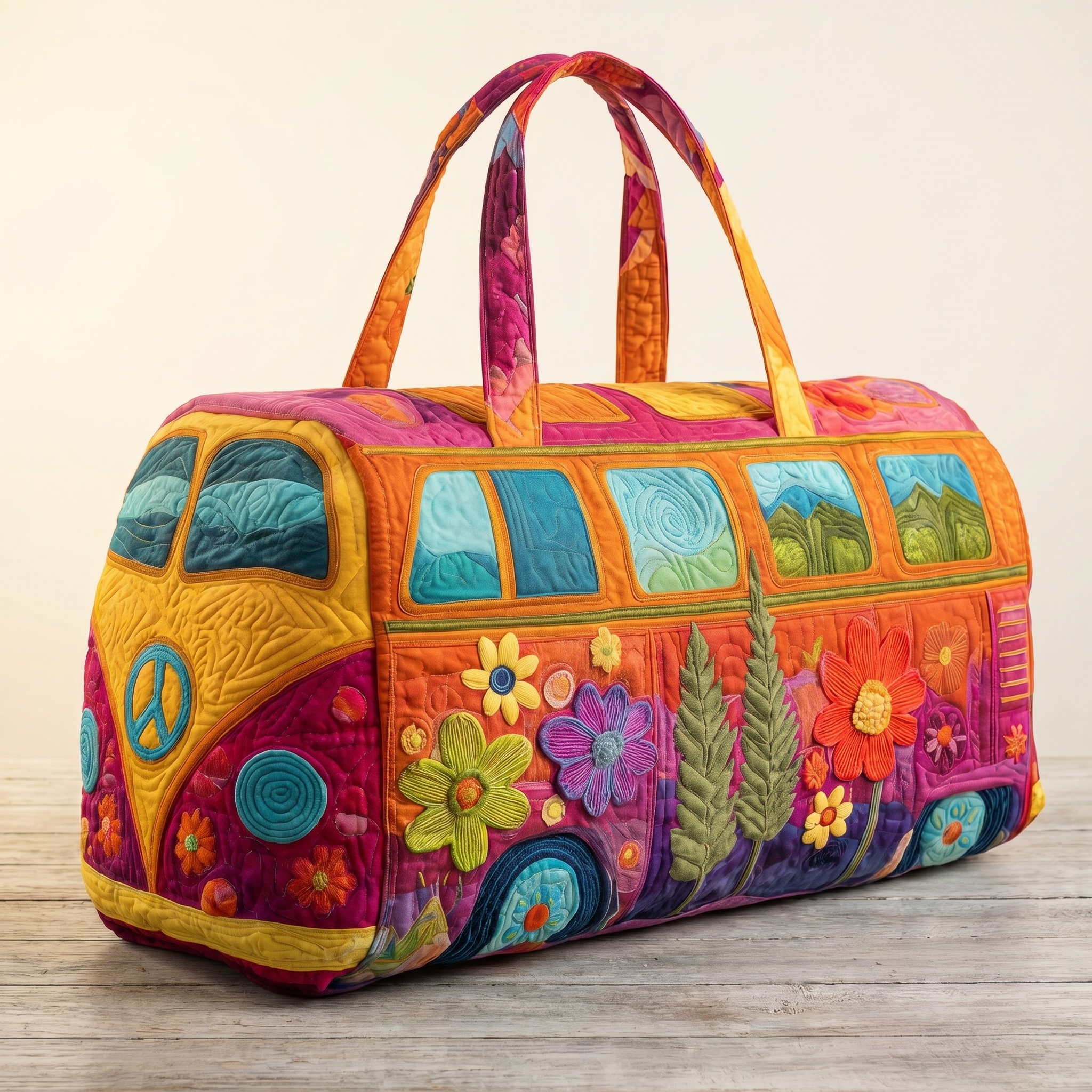 Hippie bussi steppitud reisikott